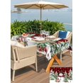 thumbnail image 4 of Outdoor Tablecloth with Umbrella Hole and Zipper, Christmas Rectangle Table Cloth 60x84 Inch Waterproof Tablecloth, Snowman Snowflake Trees Watercolor Birds Red Plaid Picnic Table Cover for Patio, 4 of 7