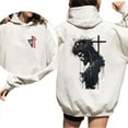 thumbnail image 2 of Believer Double Sided Hoodie – Inspirational Jesus Graphic with Crown of Thorns & Cross, Faith-Based Christian Pullover for Men & Women, Unisex Religious Streetwear for Church & Prayer, 2 of 7