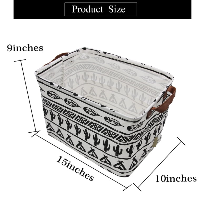 Collapsible Cotton Fabric Storage Bin With Cactus Pattern photo 6