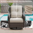 thumbnail image 5 of MeetLeisure 5 Piece Wicker Patio Furniture Set, 2 Swivel Rocker Chairs with 2 Ottomans and 1 Side Table, High Back, Deep Seating, Wide Armrest, Thick Cushions for Deck Porch, Beige, 5 of 11