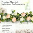 thumbnail image 4 of Lewondr Artificial Eucalyptus Garland, 2 Pack 6FT Floral Garland with 8 Roses 8 Peonies Eucalyptus Leaves, Maintenance-Free Greenery Backdrop for Wedding Table Backdrop Centerpiece, Mixed Champagne, 4 of 7