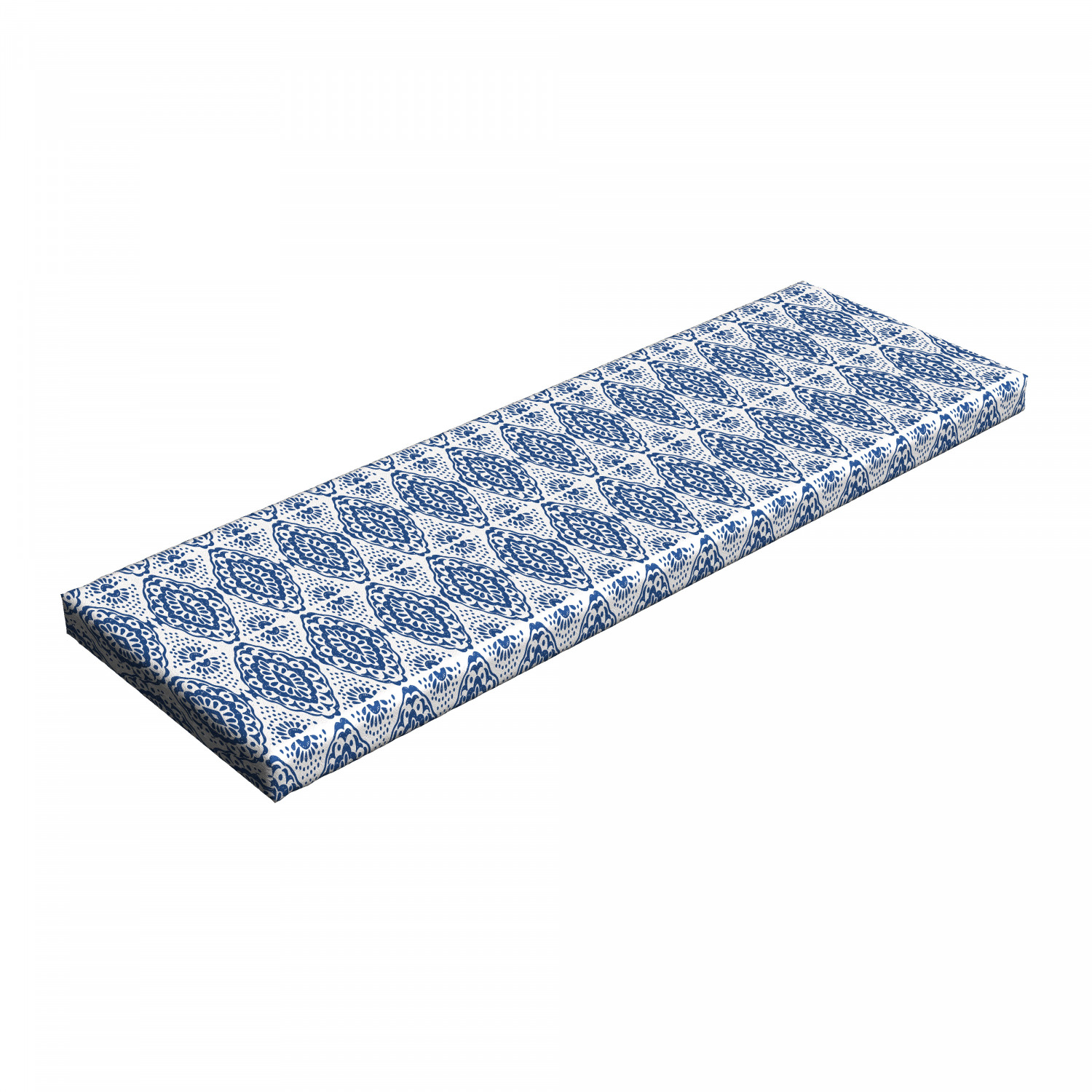 navy and white bench cushion