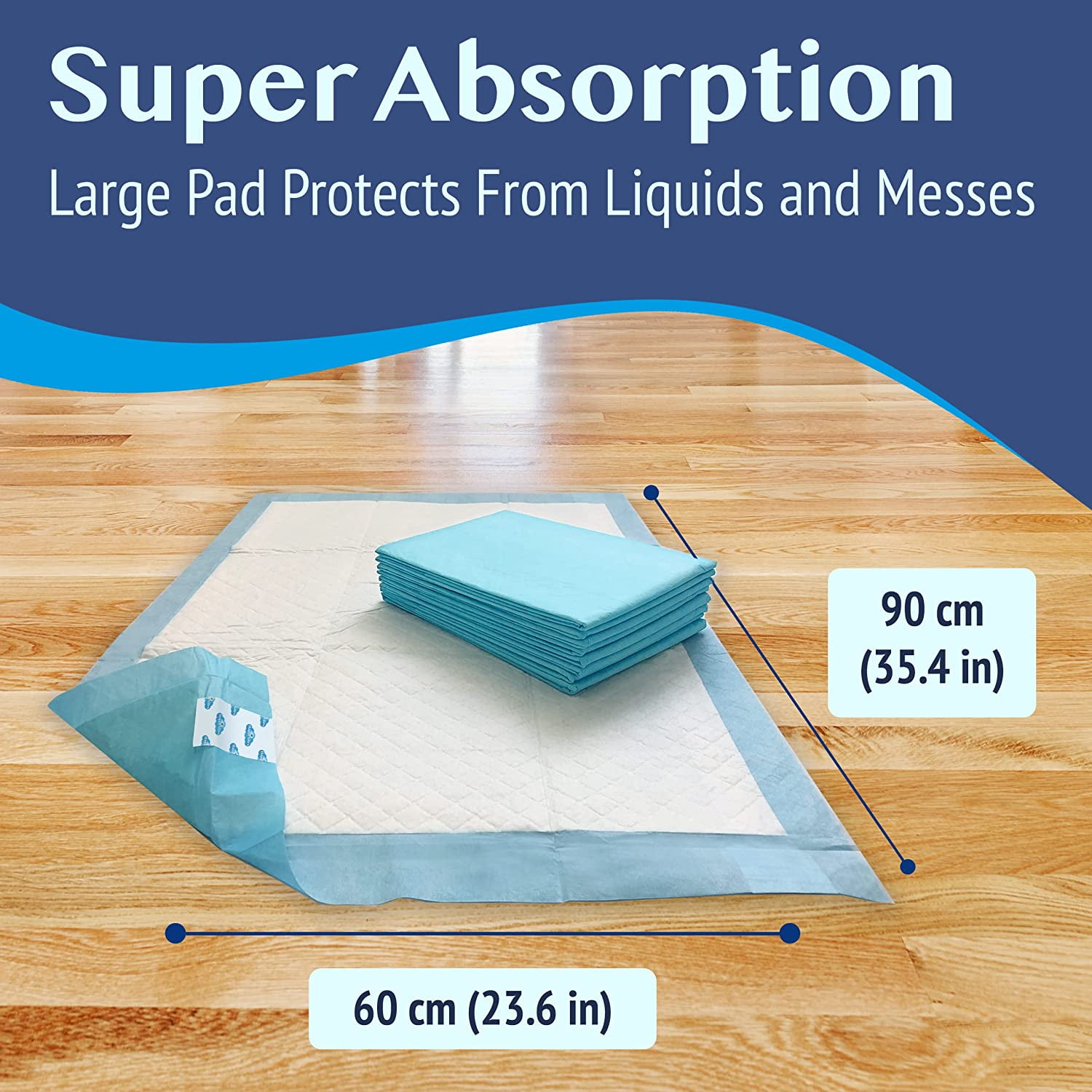 Happy Nites Dog Pee Pads - XL Puppy Pads with Leak-Proof Protection & Adhesive Tags for Pet Training