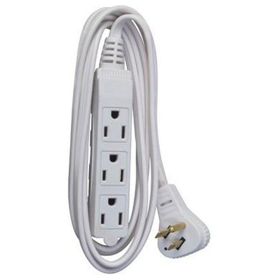 Master Electrician 03517ME Extension Cord, 16/3 SPT-2 White Vinyl Low Profile Grounded Slender Plug, 6-Ft. - Quantity 24