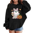 thumbnail image 2 of ZHOGXU Kids Halloween Boys Girls Hoodies With Pocket Long Sleeve Ghost Pumpkin Print Fashion Comfortable Sweatshirt For Casual Daily Wear Black 3-4 Years, 2 of 4