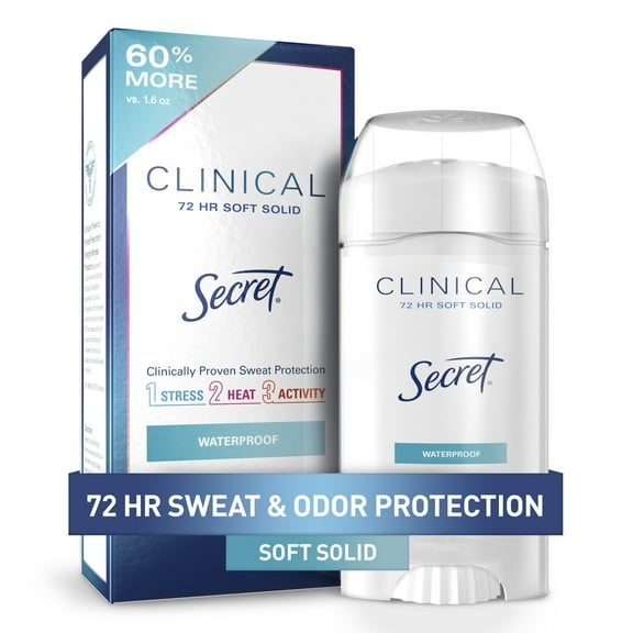 Secret Clinical Strength Soft Solid Antiperspirant and Deodorant, Waterproof, 2.6 oz