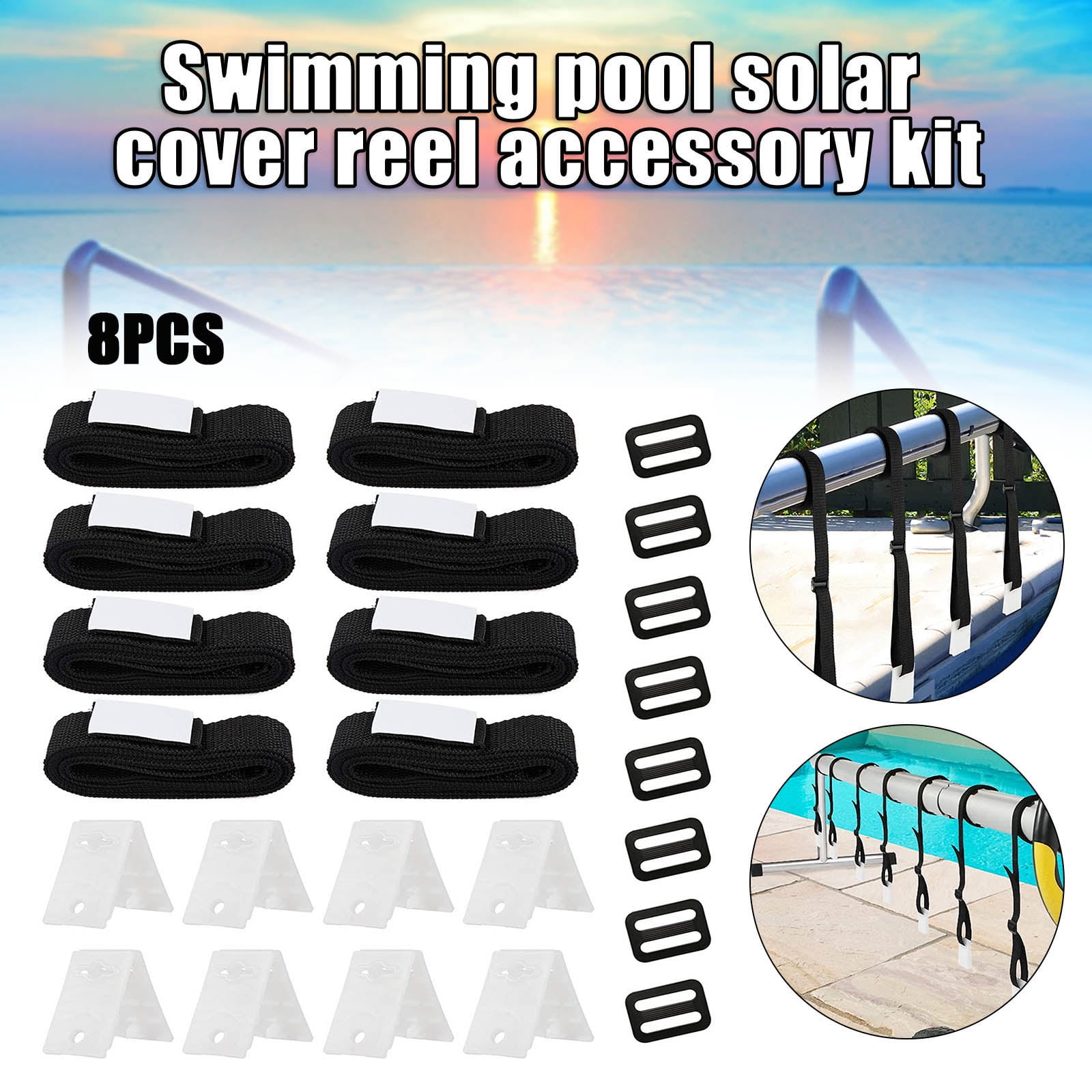 Swimming Pool Solar Cover Fixing Kit 8 Straps Strap Reel Size 8pcs 代引き人気