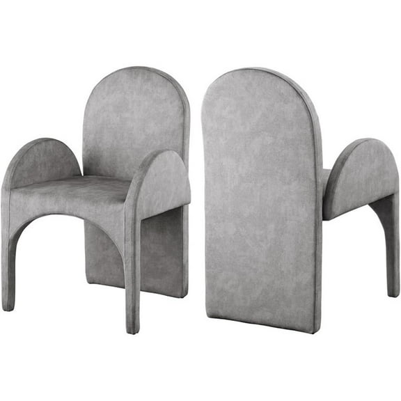 Pemberly Row Contemporary Gray Velvet Dining Arm Chair (Set of 2)