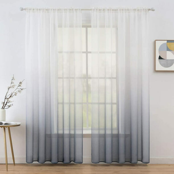 Decorx Ombre Sheer Curtains Semi, 54 Inch Wide Curtains
