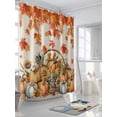 thumbnail image 3 of Fsddascl Thanksgiving Fall Shower Curtain Set - Long 72" x 84" Washable Bathtub Curtain with 12 Hooks, Orange Maple Leaves Pumpkin Sunflower Waterproof Fabric Stall Shower Curtains for Bathroom, 3 of 6