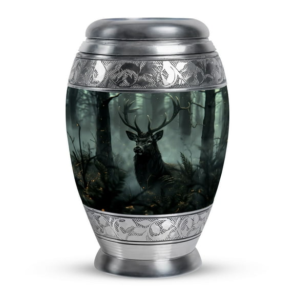 KARYLIZ Deer Urns - Blue Urn for Ashes for Women - Large Capacity Urns for Human Adult Male & Female - Funeral Cremation Urn for Ashes Adult Man - Deer Large Funeral for Mom & Dad 10 Inch
