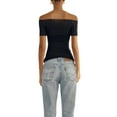 thumbnail image 2 of Coduop Women's Off Shoulder Shirt Y2K Short Sleeve Slim Fit Sheer Blouse Top, 2 of 3