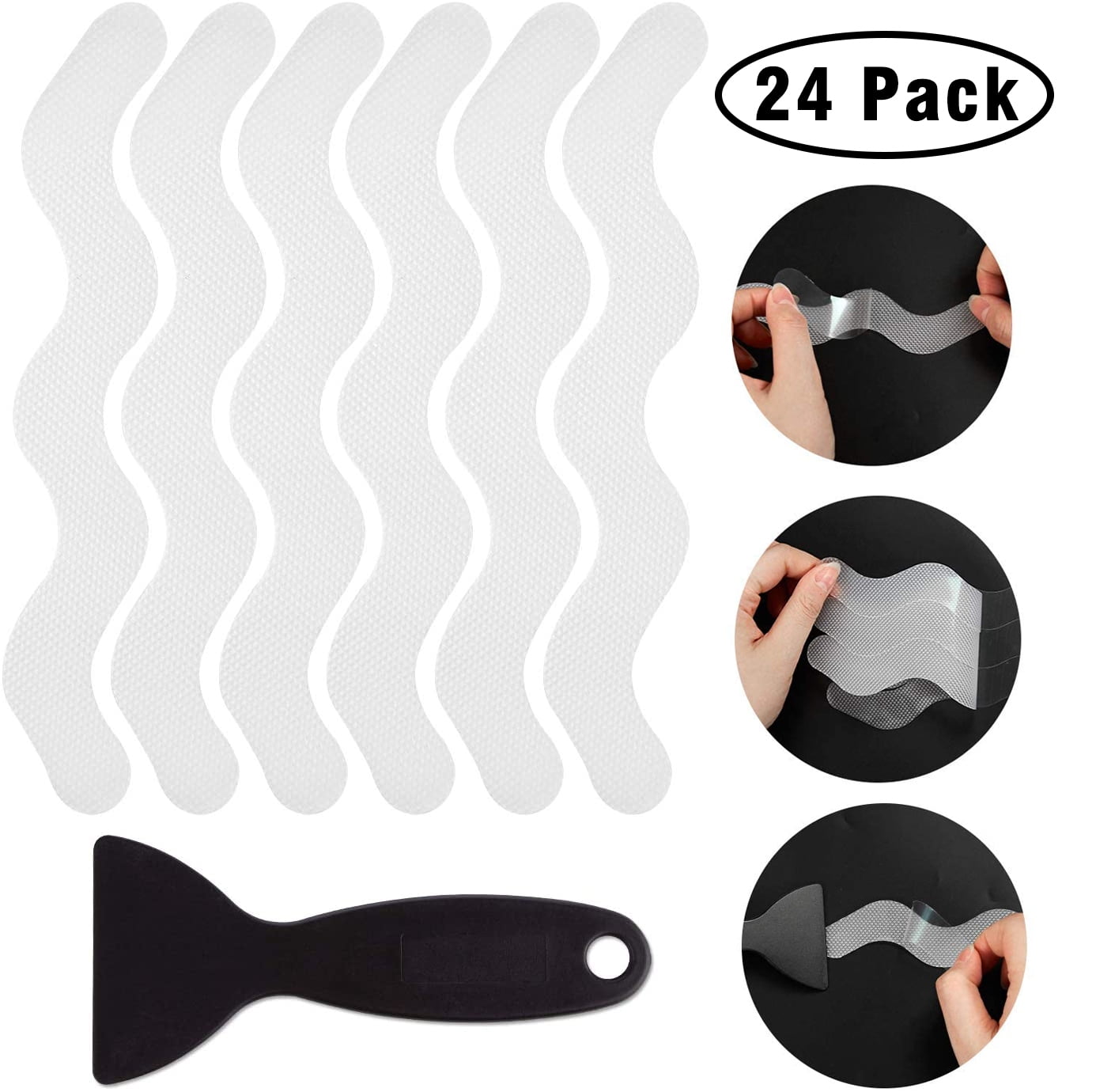 MAINYU 24 Pack Textured Shower Treads NonSlip Stickers, Bath Safety