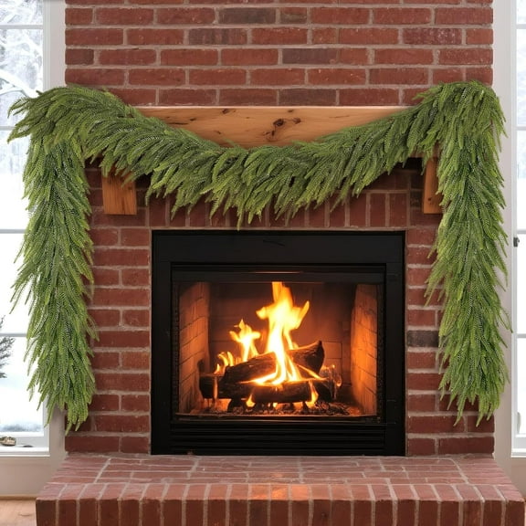 Bootesun 2PCS Christmas Norfolk Pine Garland - 5FT Artificial Pine Needles Garlands, Faux Greenery Fake Garland for Holiday Fireplace, Table, Window, Stairs, Mante, Indoor Outdoor Decorations