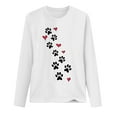 thumbnail image 4 of Spring Tops for Women Womens Tops under $5 Spring Trendy Women's Printed Round Neck Pullover Long Sleeved Casual Tops White S, 4 of 4
