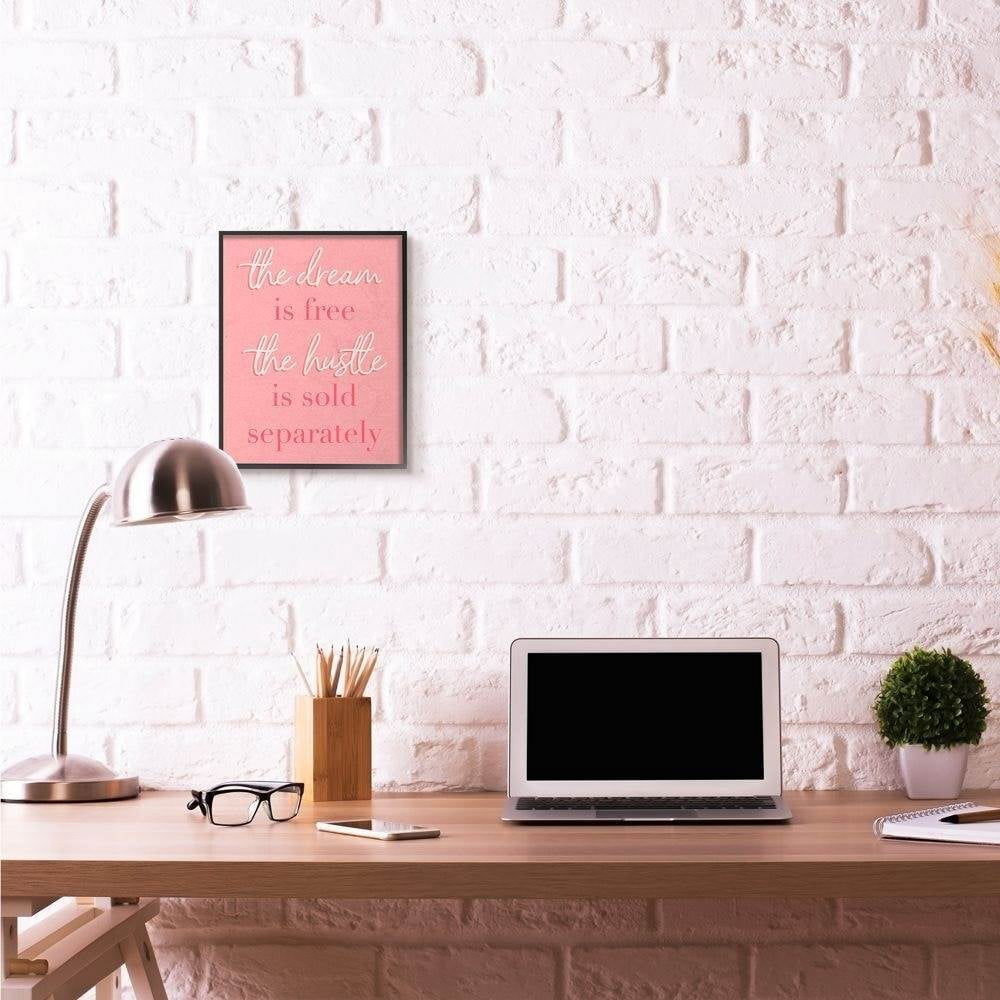 Stupell Industries The Dream Is Free Fashion Modern Pink Textured Word Design Framed Giclee Texturized Art by Daphne Polselli