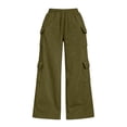 thumbnail image 4 of QQZ Wide Leg Cargo Joggers Pants For Women, Elastic Waist Drawstring Casual Track Pants, Daily Lounging Errands Travel Outfits, 4 of 6