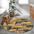 thumbnail image 5 of 3.3ft Washable Round Rug, Gray Yellow Non-Slip Circle Area Rug for Entryway Bedroom, Abstract Modern Retro Polypropylene Pigment Taxture Indoor Accent Floor Mat for Home Decor, 5 of 9