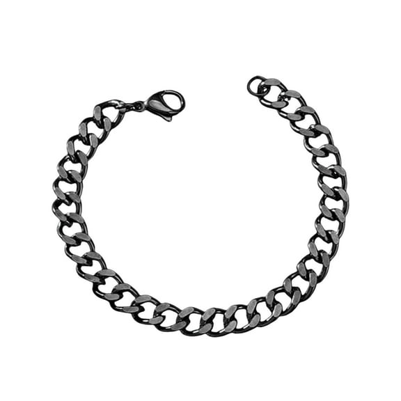 Hevirgo Men Bracelet Thick Chain Cuban Style Polished Smooth Hollow Out Stainless Steel Hip Hop Individual Club Party Wrist Jewelry