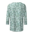 thumbnail image 5 of Women Summer Tops Womens Dressy Tops 3/ 4 Length Sleeve Summer Crew Neck Tshirts Flower Printing Loose Casual Blouses Fashion Flannels Women Boyfriend Style Womens Athletic Shirts Long Green L, 5 of 5