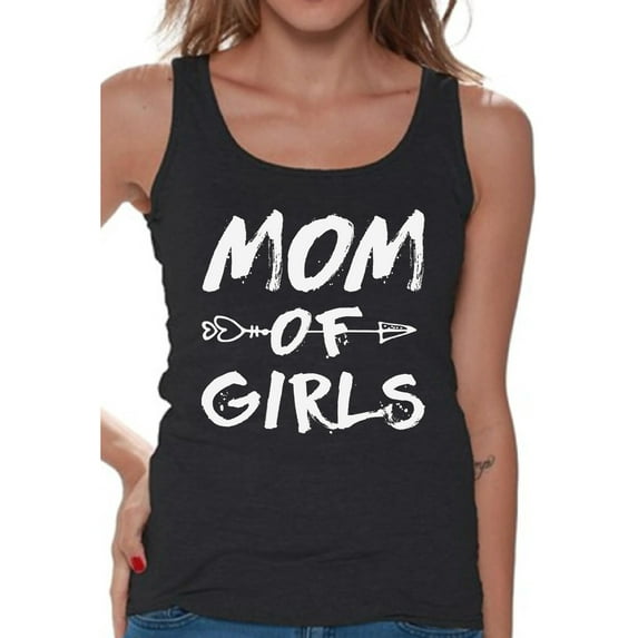 Awkward Styles Women's Mom of Girls Arrow Mother's Day Graphic Tank Tops White Motherhood New Mom