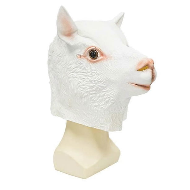 Máscara de Halloween de oveja de lujo, máscara para la cabeza, máscara de látex de animal, disfraz novedoso