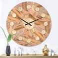 thumbnail image 2 of Designart 'Golden Tropical Leaves Pattern V' Mid-Century Modern Wood Wall Clock, 2 of 5