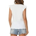 thumbnail image 3 of INSPIRE CHIC Women's Summer Short Cap Sleeve Square Neck Casual Babydoll Blouse Shirts XS White, 3 of 6