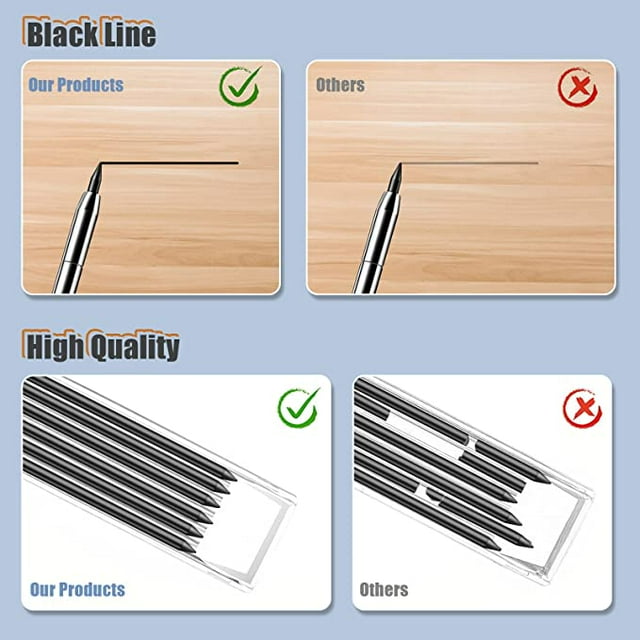 12 Pieces 2.8 mm Pencil Refills Pieces Professional 2;8 mm Pencils Replacement Deep Hole Mechanical Construction Pen Lead Woodworking Marking Drawing Type 0
