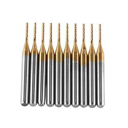 

10pcs Tungsten Carbide Titanium Coating Milling Cutter Tool Drill Bit Straight Shank Milling Cutter for Carving Engraving