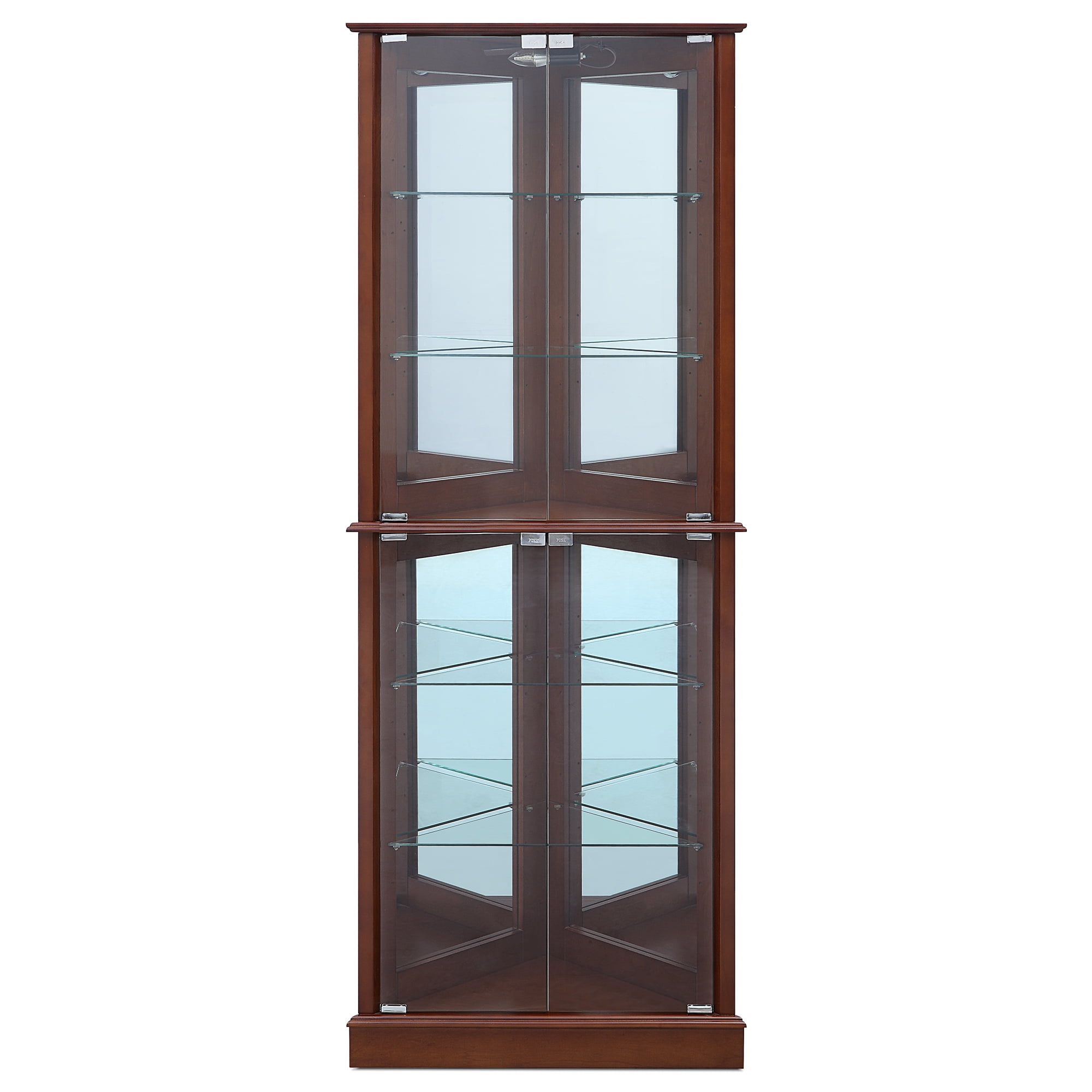 BELLEZE Lighted Corner Display Cupboard with Storage, 6 BELLEZE Lighted Corner Display Cupboard with Storage, 6