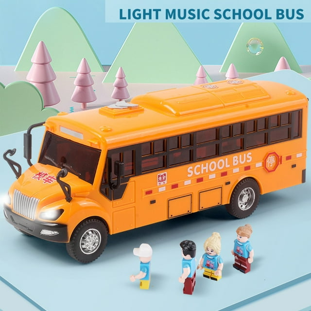 Gwong Juguete Sanding Bus Toy Iluminación Alta Simulación Escuela inercial Figurine de autobuses para regalo Gwong 30011752