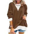 thumbnail image 4 of Warop Women's Colorblock Knit Sweater Round Neck Twist Texture Long Sleeve Pullover Loose Fit Top for Winter, 4 of 6