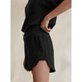 thumbnail image 5 of Women Two Piece Outfits Tracksuit Half Zip Lapel Cap Sleeve Sweatshirt High Waist Drawstring Shorts Set Sweatsuit, 5 of 6