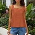 thumbnail image 5 of Otntypg Womens V Neck Cropped Cotton Linen Tank Tops Spring Summer Sleeveless Cami Shirts Loose Lightweight Casual Basic Workout Tees Blouses Orange M, 5 of 10