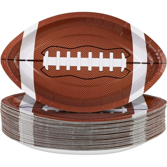 50 Pieces Football Shaped Disposable Paper Plates Football Party Plates Football Party Supplies for Football Theme Party Supplies Sports Game Birthday Decoration, 9.4 x 5.9 Inch