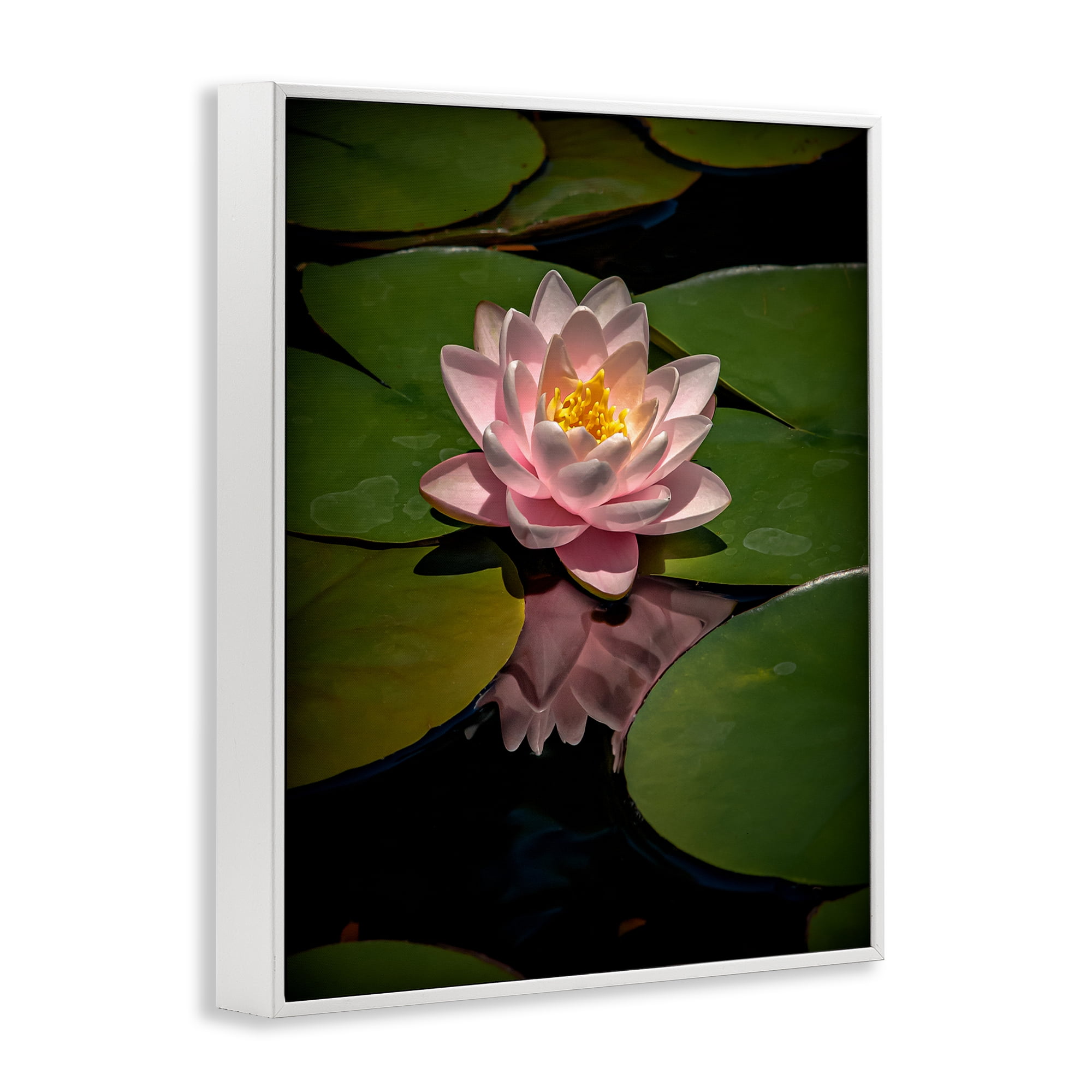 Pink Lotus Among Lily Pads White Framed Giclee Art, design by Phillip Flowers
