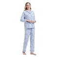 thumbnail image 4 of GLOBAL Women's 100% Cotton Flannel Pajama Set - Cozy Winter 2-Piece Loungewear with Button-Down Top & Pants, Size S-3XL, 4 of 6