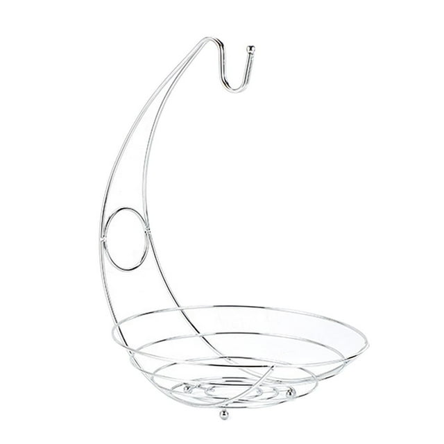 Colgador de plátanos cromado 2 en 1, soporte para frutero, cesta, gancho para cocina