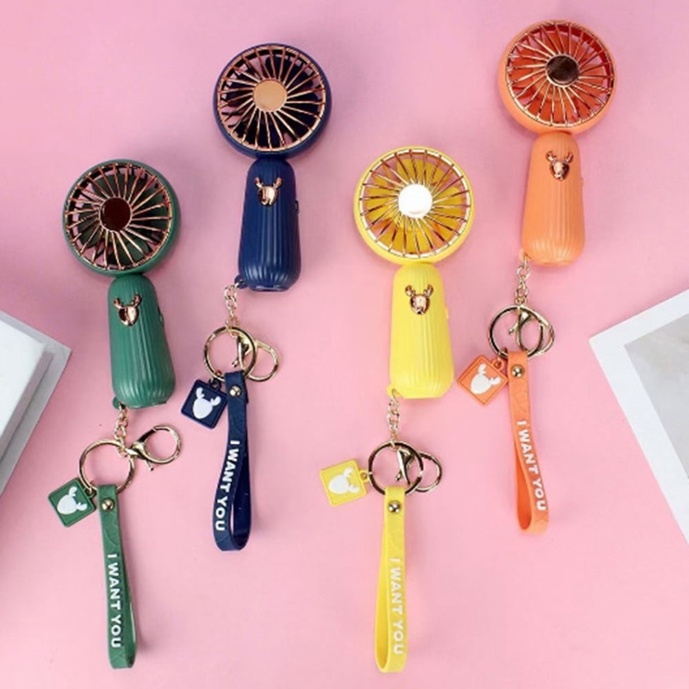 Small Cartoon Moose Fan USB Rechargeable Battery Suitable For Ladies, Girls And Children Outdoor Use Of Key Chain