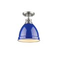 thumbnail image 1 of Golden Lighting 3602-FM PW-BE Duncan Flush Mount in Pewter with Blue Shade, 1 of 1