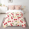 thumbnail image 2 of jejeloiu Cartoon Cherry 7-Piece Bedding Comforter Set,Colorful Daisy Floral King Bedding Sets,Red Green Bed Sheets For Teens,Microfiber Bedroom Decor Reversible, 2 of 8