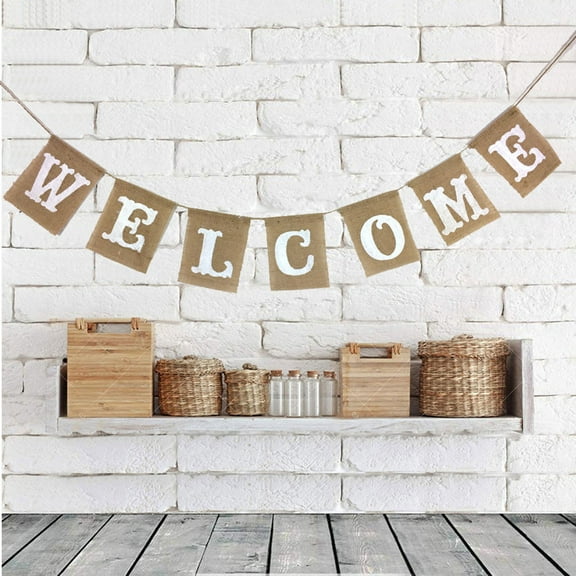 KALLORY 1 Set Burlap Banner Flags for Festival Welcome Banner Decorations