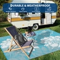 thumbnail image 5 of Hasoo 9' x 18' Light Blue Outdoor Rug for Patio Decor Waterproof Plastic Straw Modern Geometric Carpet PP Tube Woven Portable Camping Mat for Picnic Balcony, 5 of 7