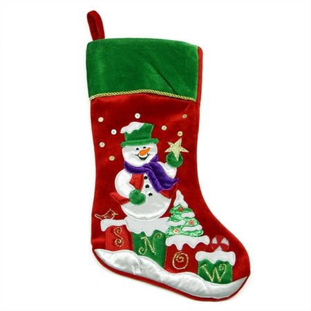Northlight Seasonal Embroidered Velveteen Snowman Christmas Stocking ...