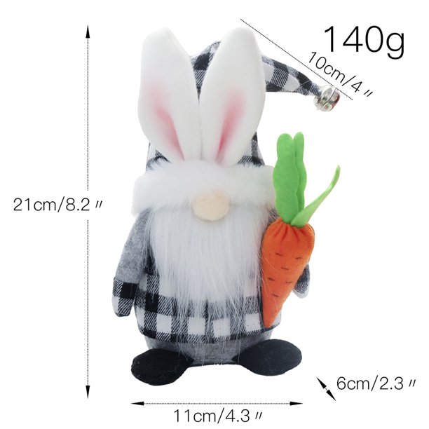 Pascua Gnomo sin rostro Conejo Zanahoria Rudolph Juguetes sin rostro para el hogar (Conejo macho) Hugtrwg Libre de BPA
