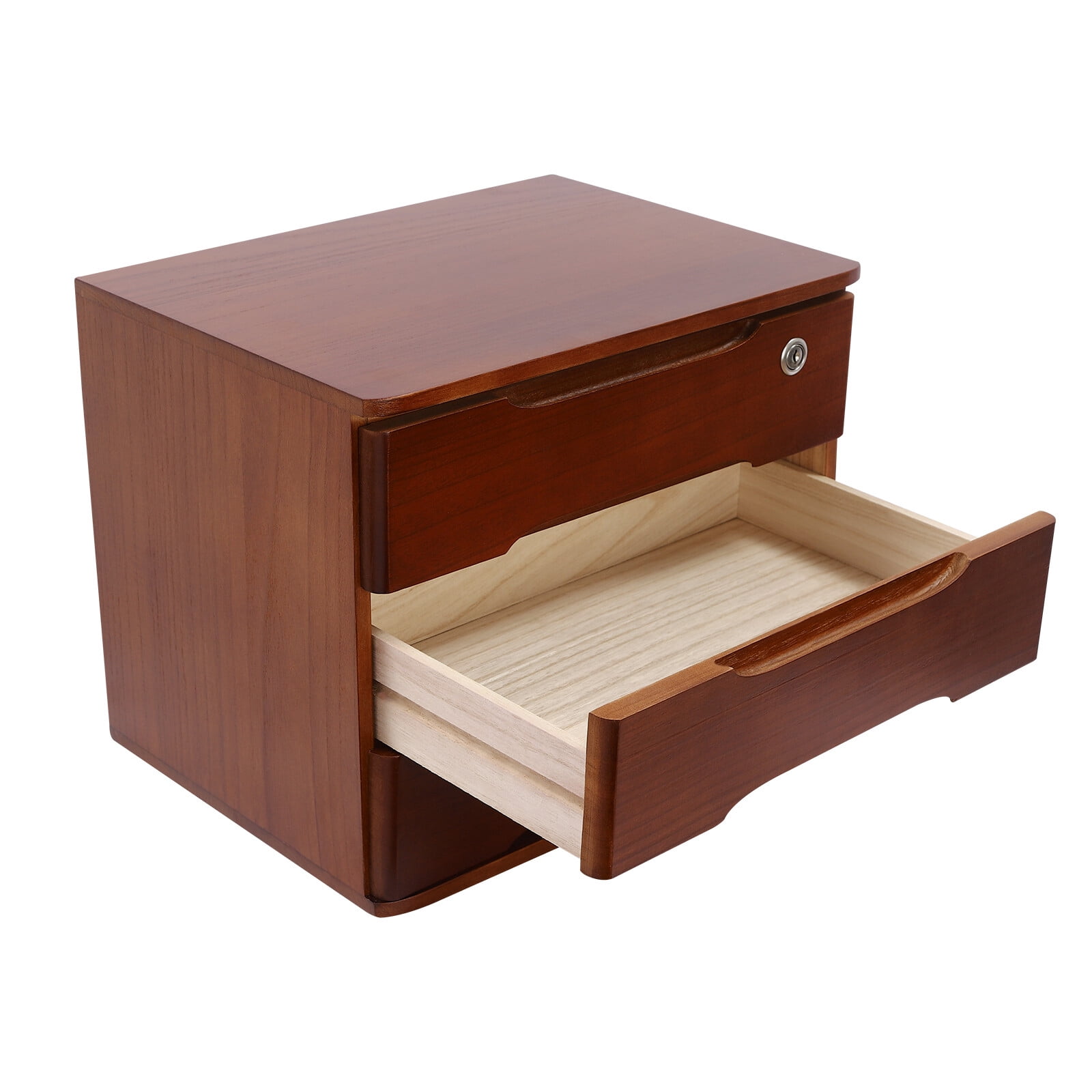 DENEST 3-Tier Walnut File Cabinet Organizer with Lockable Drawers for Desktop Storage