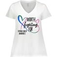 thumbnail image 3 of Inktastic Thyroid Cancer Awareness Pink, Blue, Teal Heart Ribbon Women's Plus Size V-Neck T-Shirt, 3 of 5