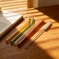 thumbnail image 5 of Set of 4 Glass Straws, Heatproof Reusable Drinking Straws, Eco Friendly Curved & Straight with Cleaning Brush for Milk, Juice & Beverage, 5 of 6