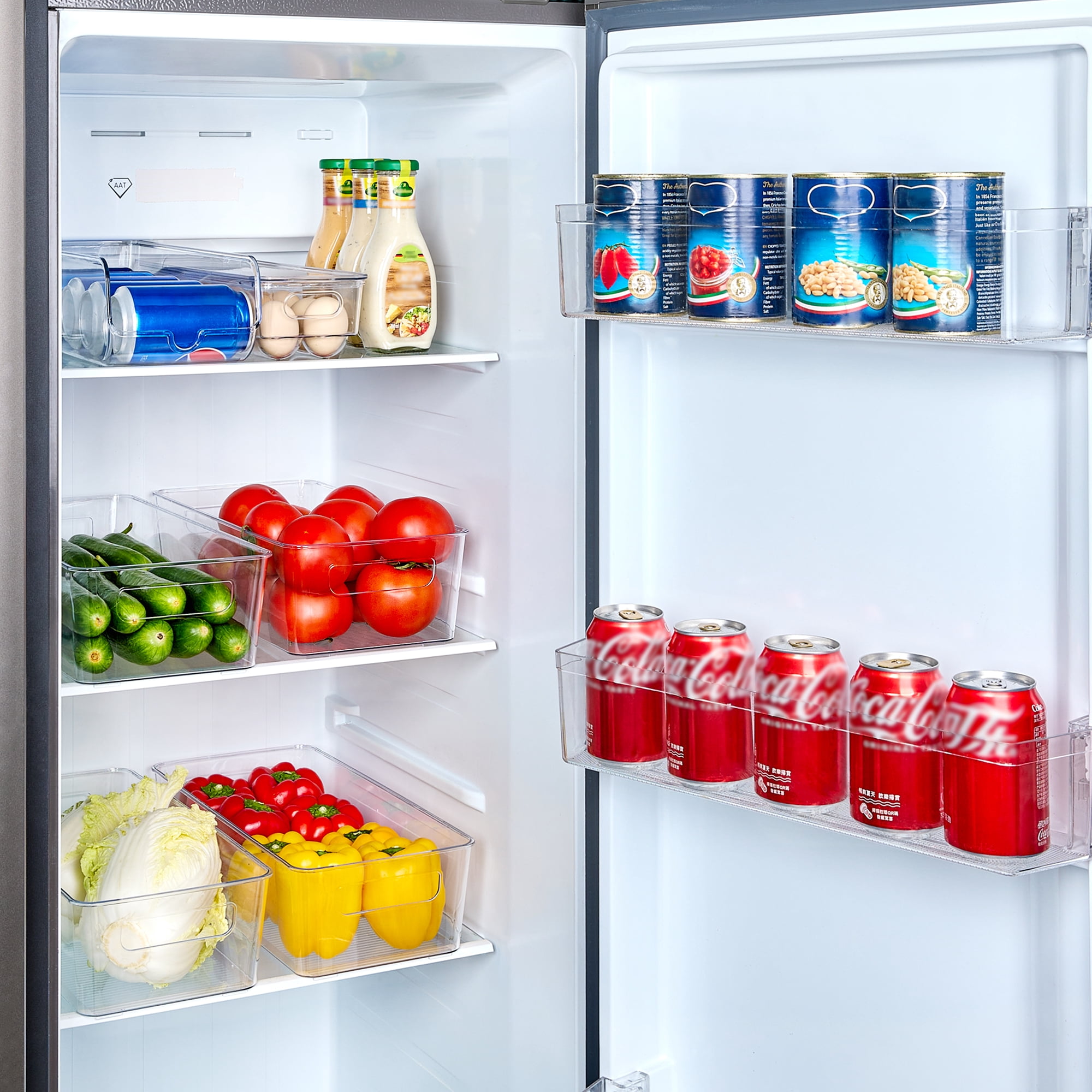 Sindcom Set of 10 Fridge Organizer, Refrigerator Organizing Bins with Handles, BPA-Free Clear Plastic Fridge Storage Containers